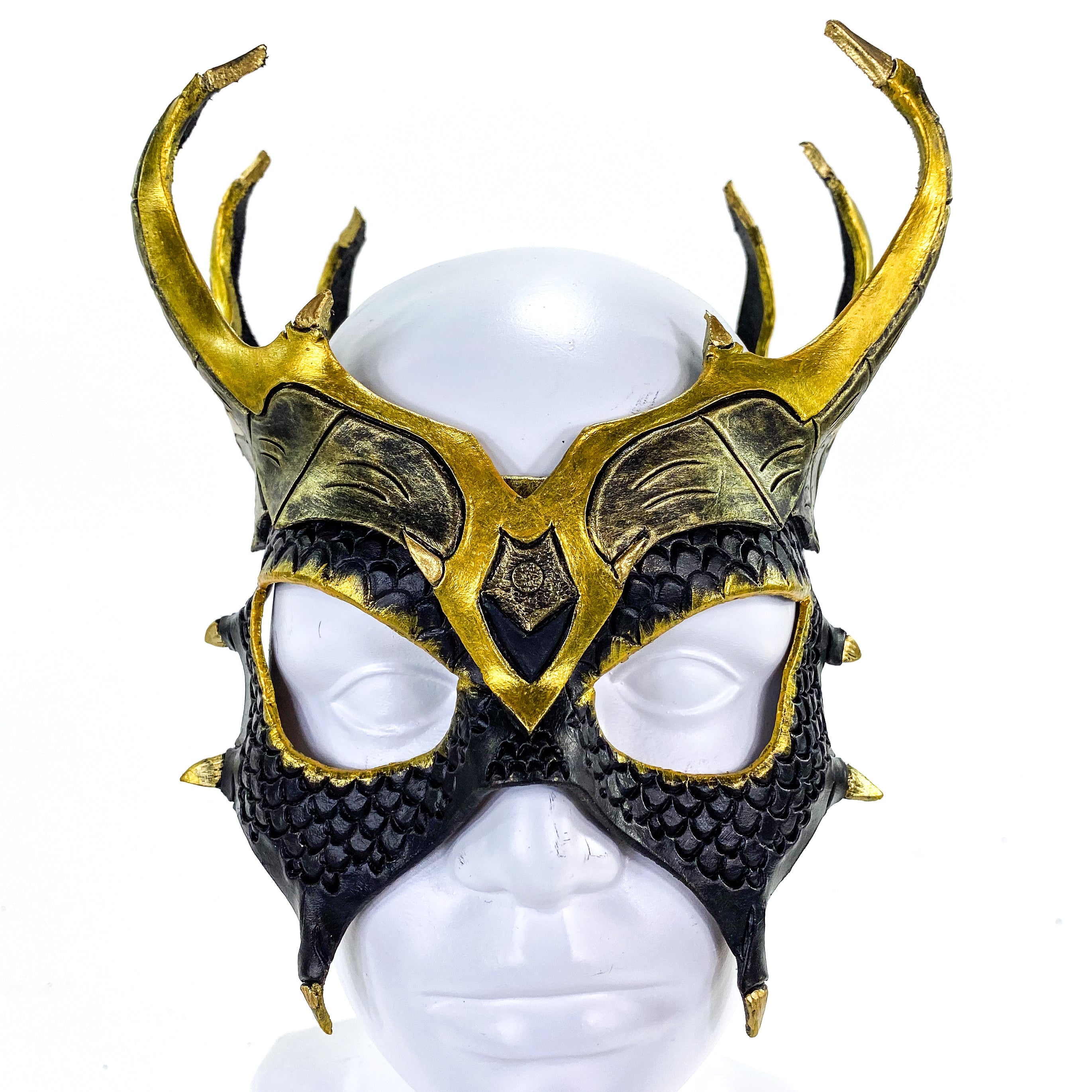 Dragon Crown Eye Mask - Handmade Genuine Leather - Masquerade, Halloween or Cosplay Costume