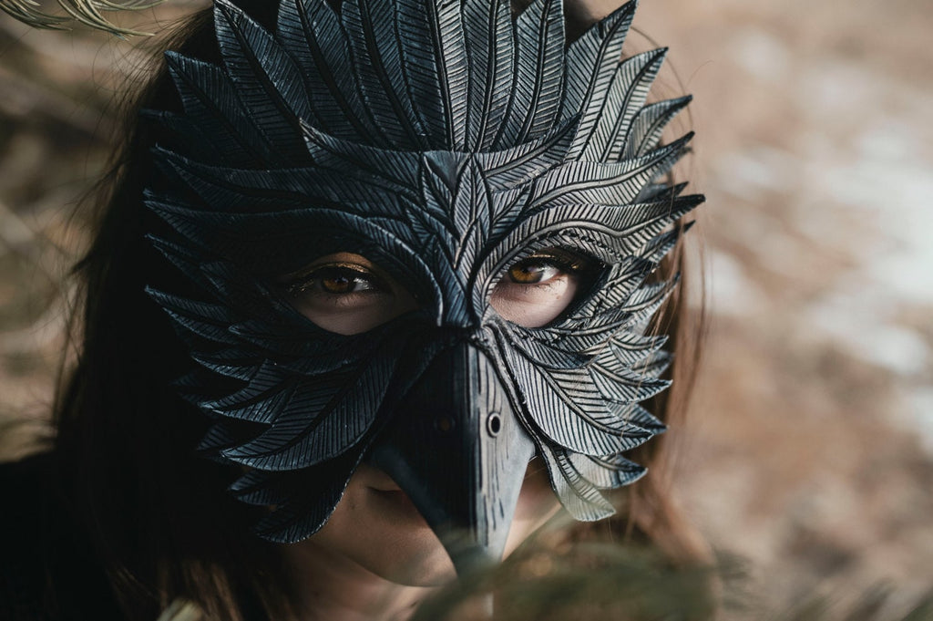 Black Raven Handmade Genuine Leather Mask
