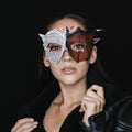 Angel Devil Handmade Genuine Leather Mask in Red and White for Masquerades Halloween or Cosplay- Good vs. Evil