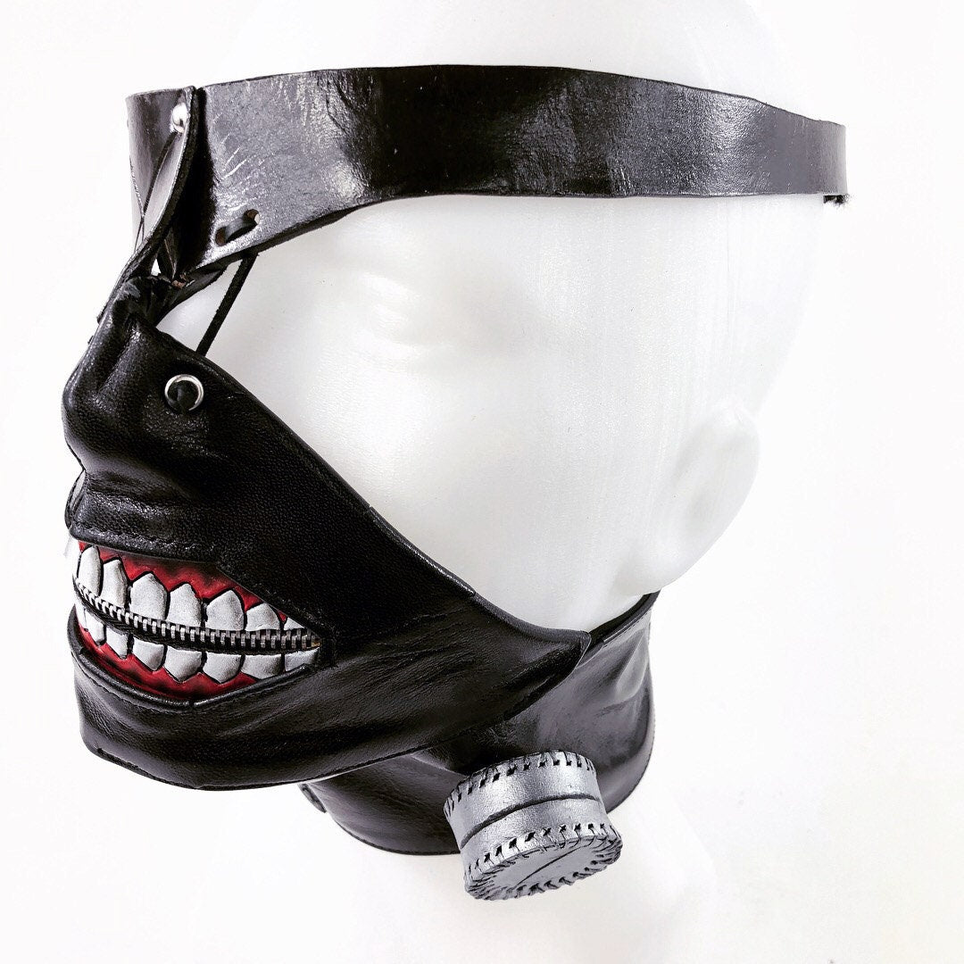 Handcrafted Genuine Leather Zipper Mouth Mask with Elastic Zipper Enclosure