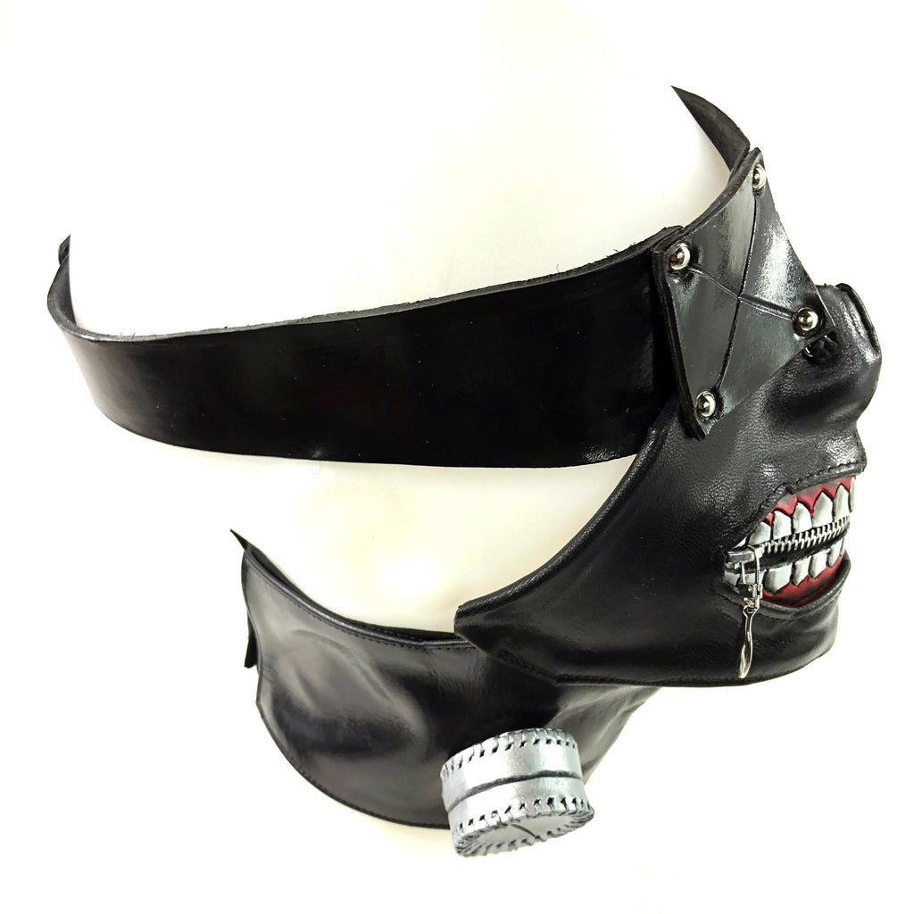 Handcrafted Genuine Leather Zipper Mouth Mask with Elastic Zipper Enclosure