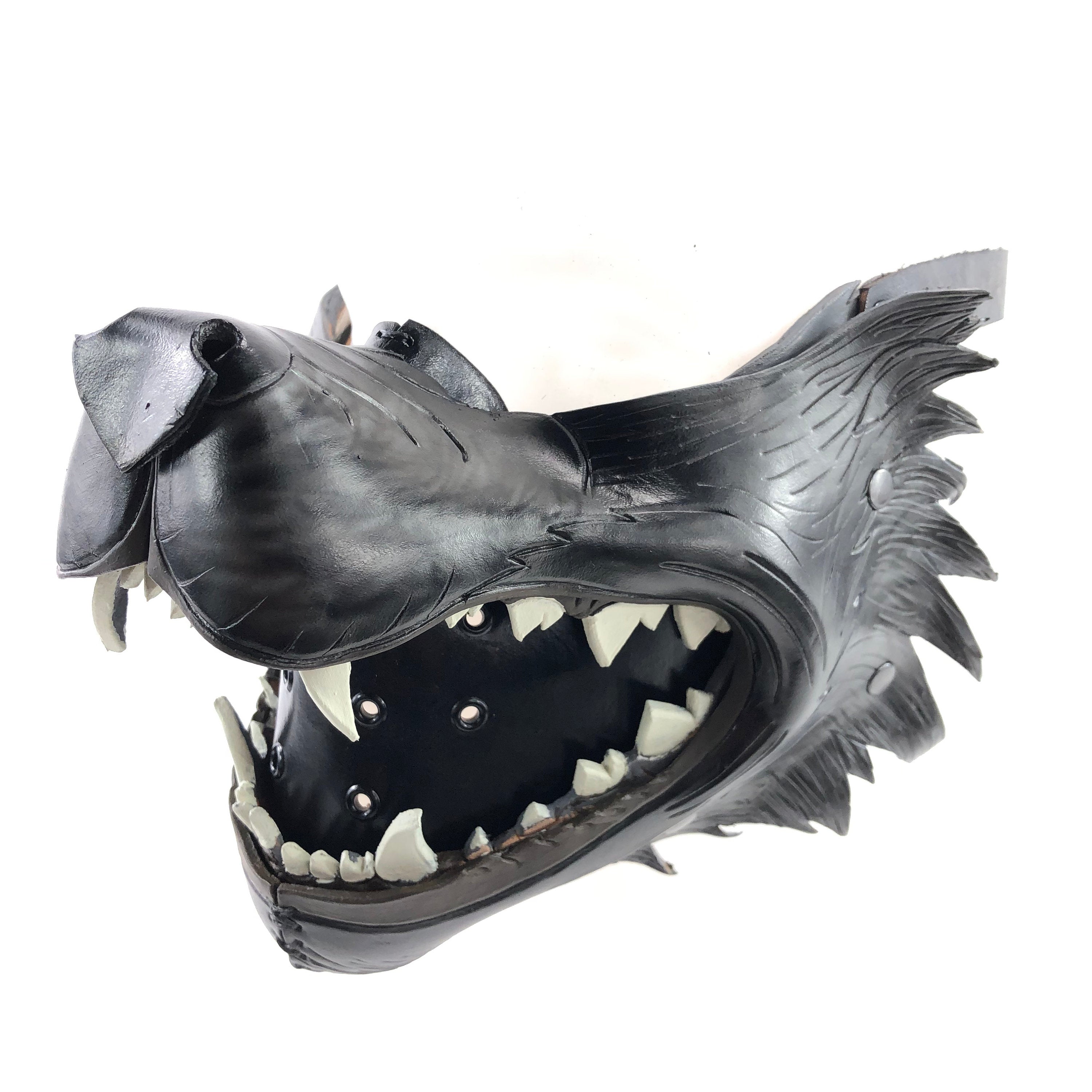 Black Wolf Handmade Genuine Leather Riding Mouth Mask