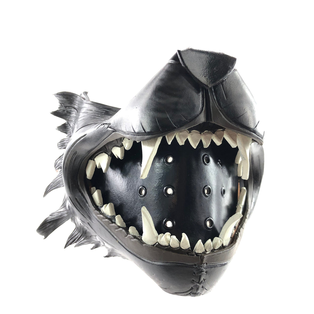 Black Wolf Handmade Genuine Leather Riding Mouth Mask