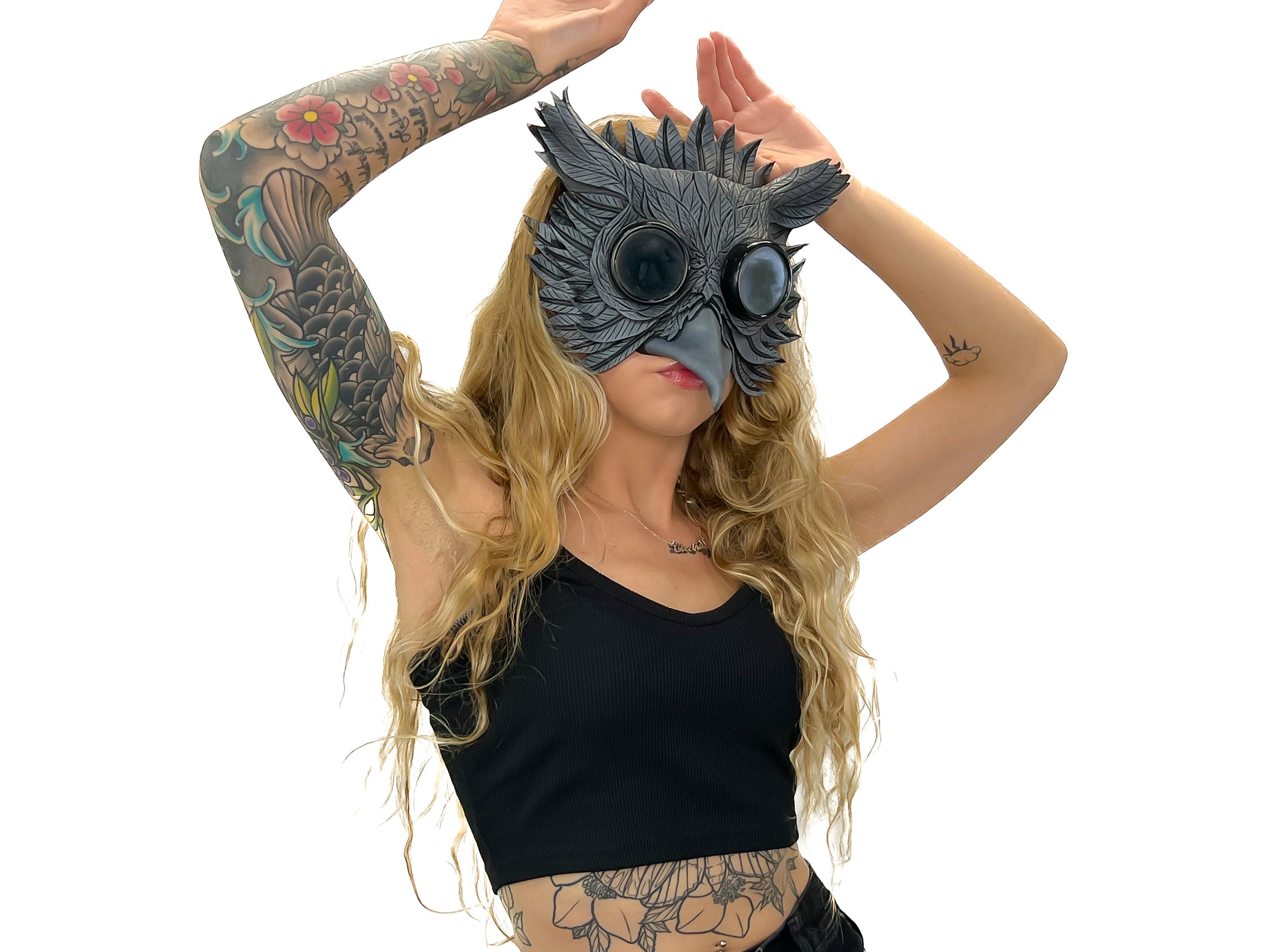 Black Raven Goggles Handmade Genuine Leather Mask