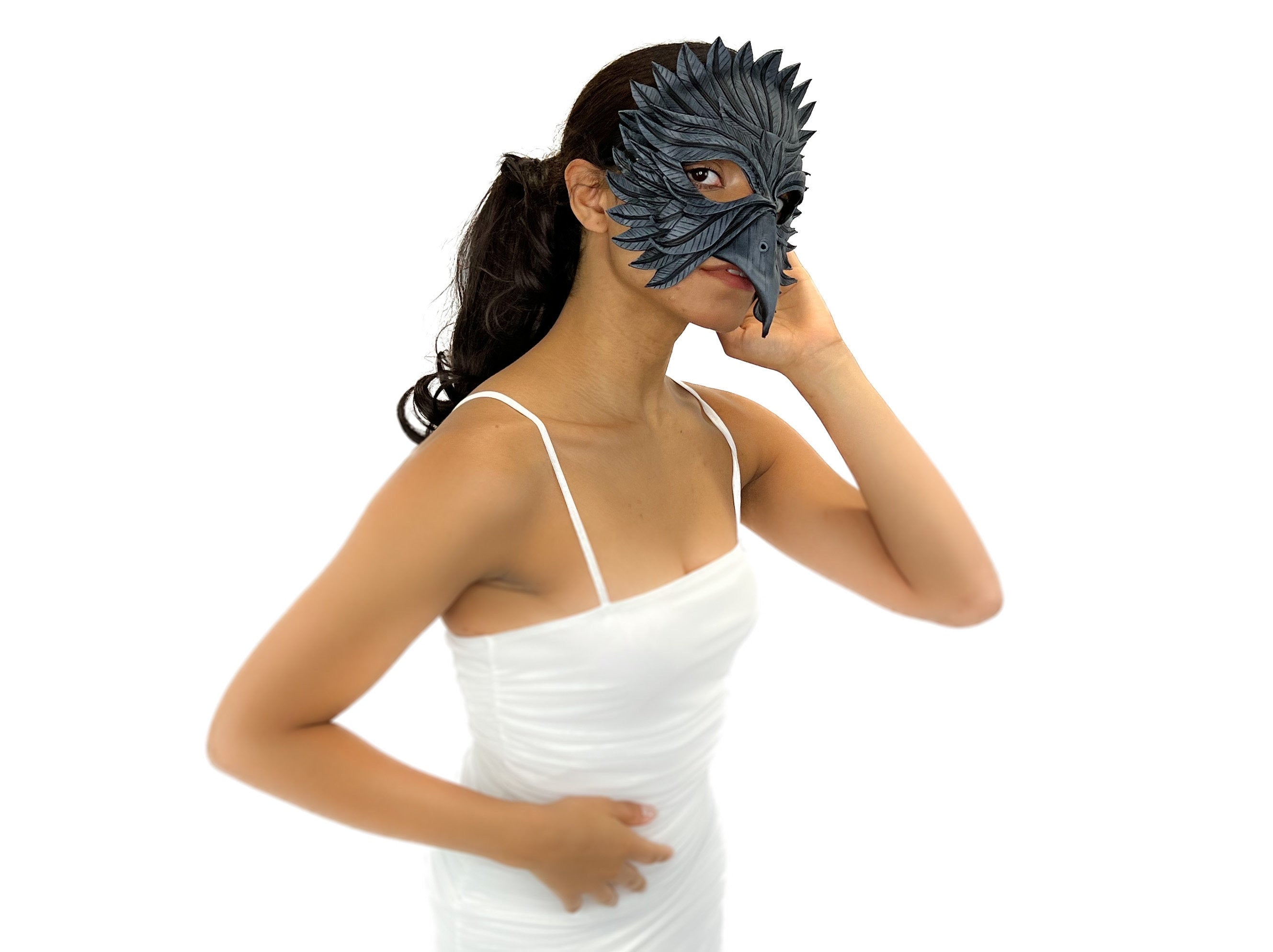 Black Raven Handmade Genuine Leather Mask