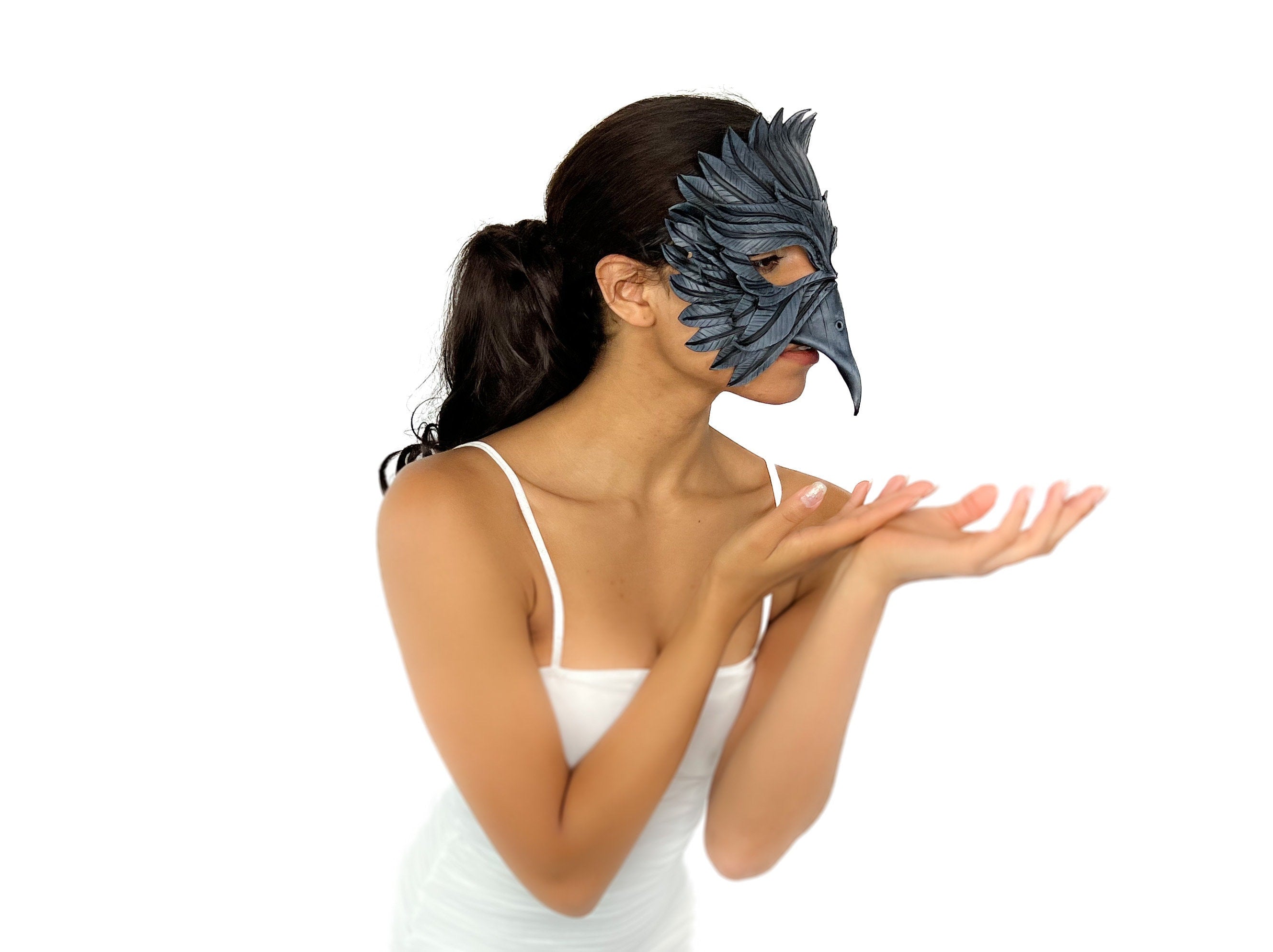 Black Raven Handmade Genuine Leather Mask