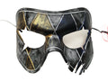 Harlequin Handmade Genuine Leather Mask in Blue White Black and Gold
