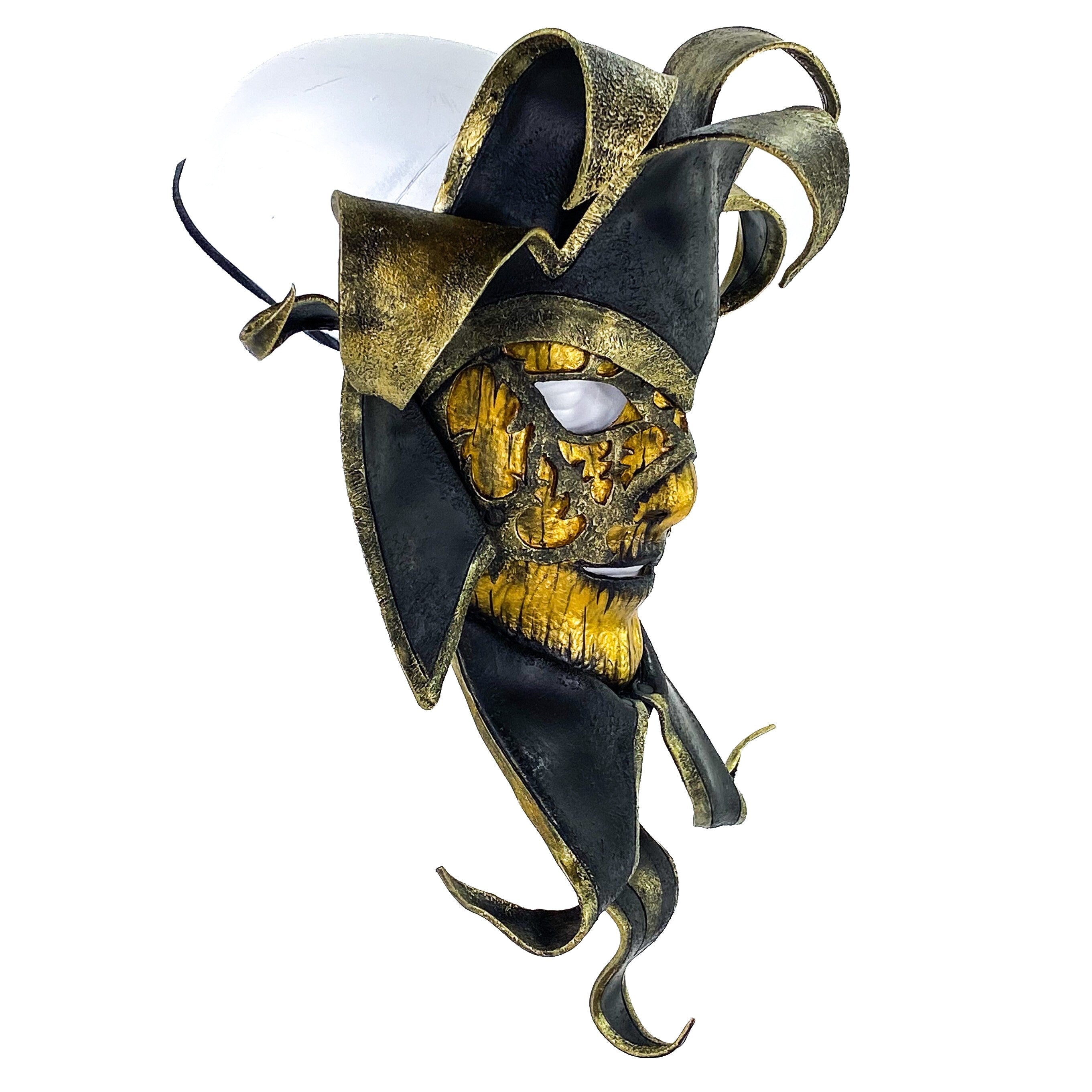 Venetian inspired Jester Mask in Gold and Black - Wearable or Wall Art