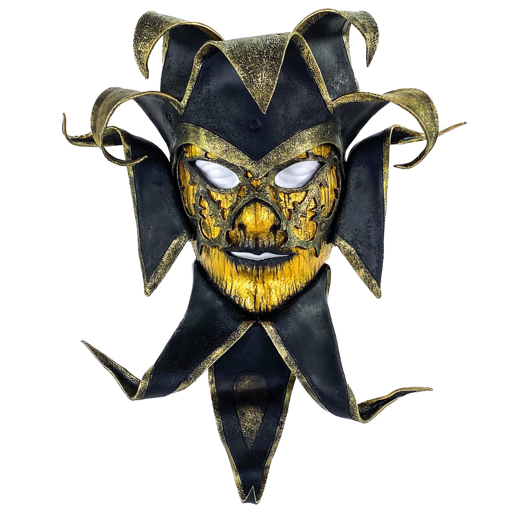 Venetian inspired Jester Mask in Gold and Black - Wearable or Wall Art