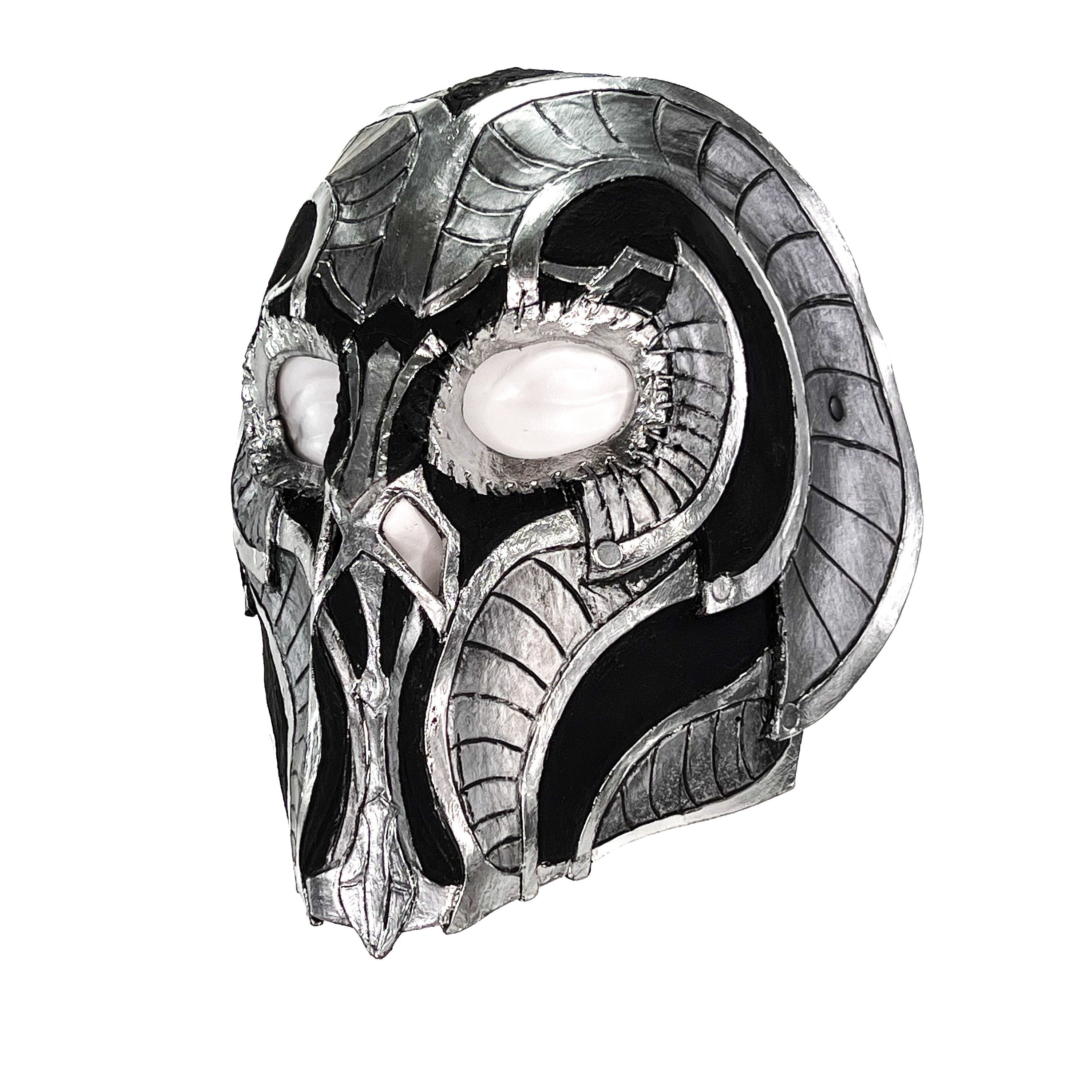 Battle Mask - Handmade Genuine Leather Mask in Silvers and Matte Black