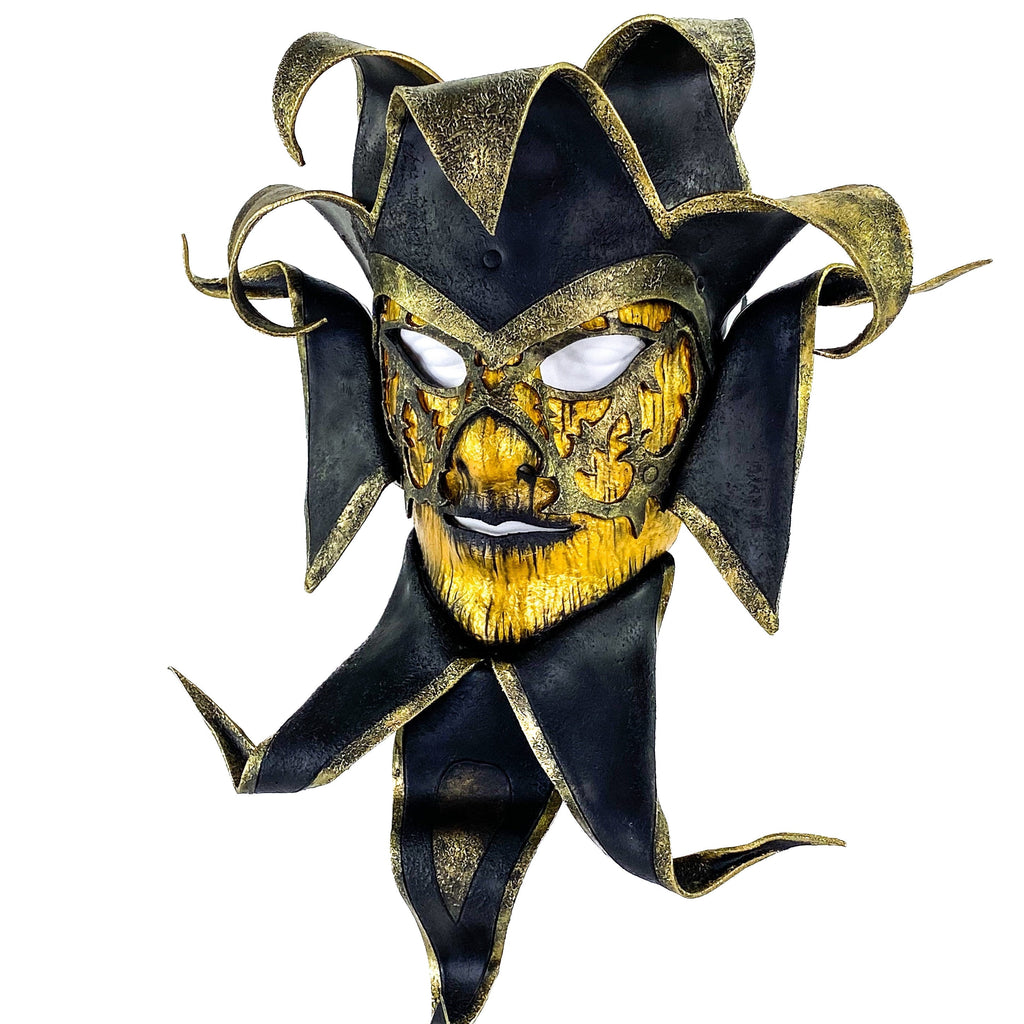 Venetian inspired Jester Mask in Gold and Black - Wearable or Wall Art